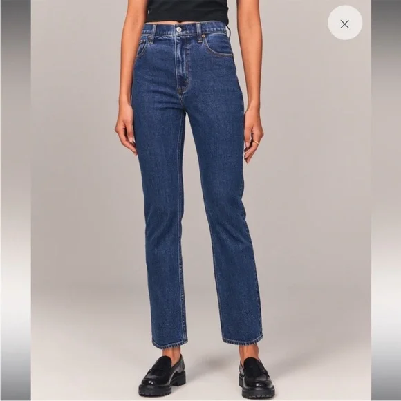 Abercrombie & Fitch Women's High Rise Jeans - Dark Blue - Picture 2 of 16